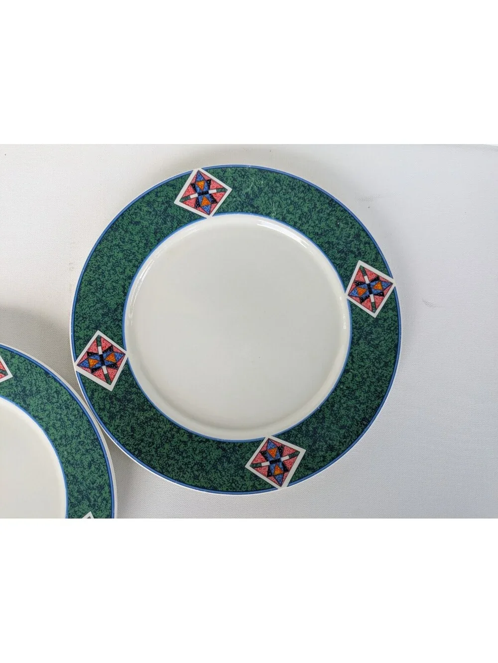 1990s Geometric / Southwestern Pattern Stonewear Plates (2), Lynn's Avanel